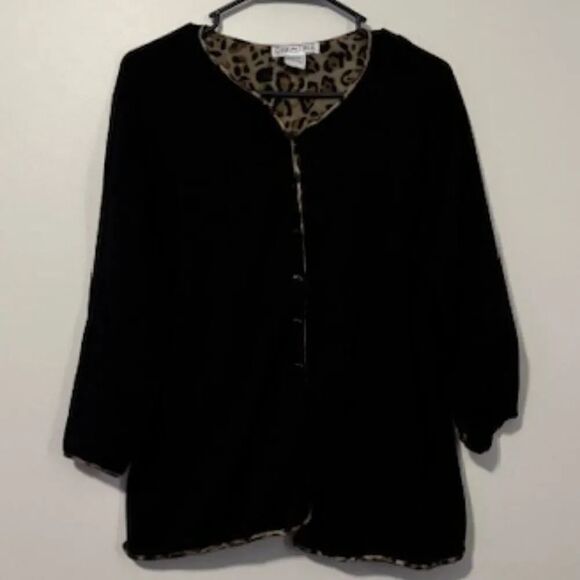 Christina Tops - USED Woman's Christina Long Sleeve Button Down Blouse Color Black Size 2X
